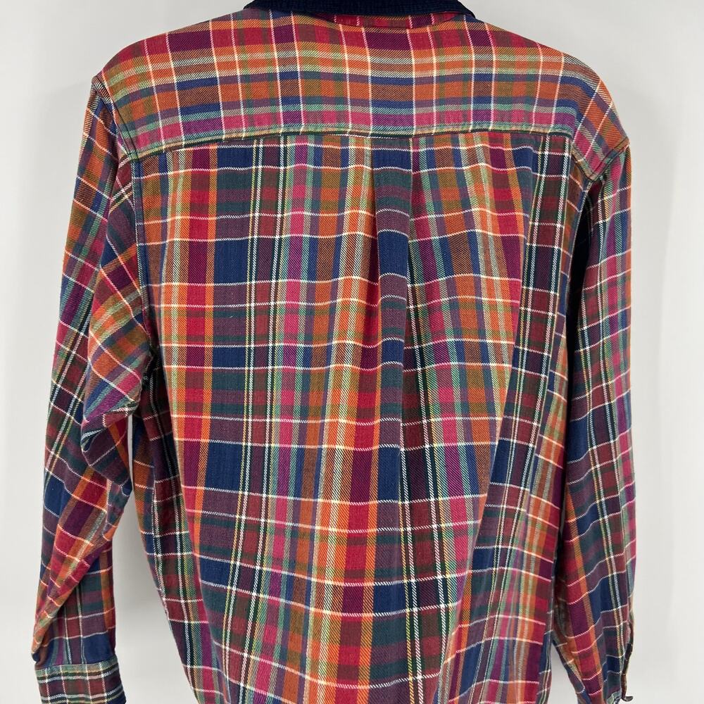 VTG Casey & Max Plaid Flannel Blouse Velvet Collar Embroidered Fall Womens Large - Picture 5 of 10